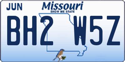 MO license plate BH2W5Z