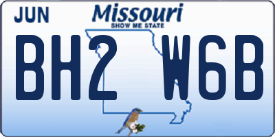 MO license plate BH2W6B