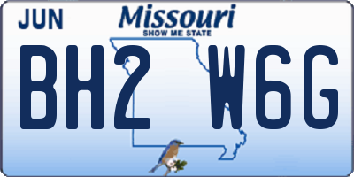 MO license plate BH2W6G