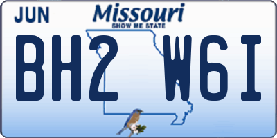 MO license plate BH2W6I