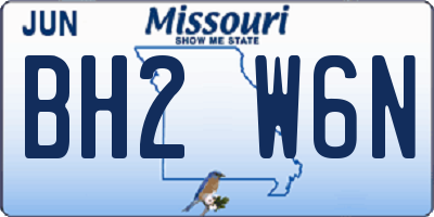 MO license plate BH2W6N