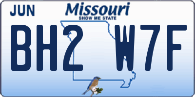 MO license plate BH2W7F