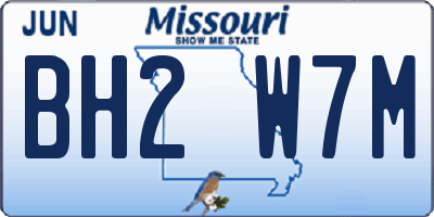 MO license plate BH2W7M