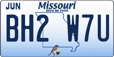 MO license plate BH2W7U