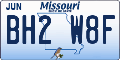 MO license plate BH2W8F