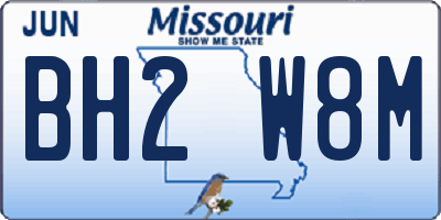 MO license plate BH2W8M