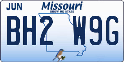 MO license plate BH2W9G