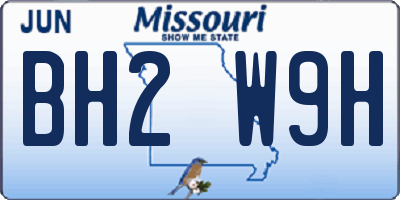 MO license plate BH2W9H