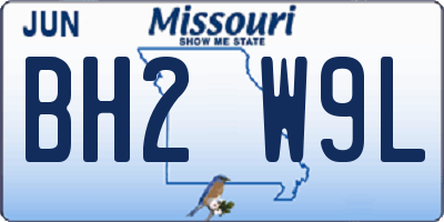 MO license plate BH2W9L