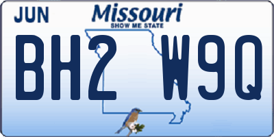 MO license plate BH2W9Q