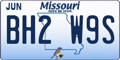 MO license plate BH2W9S