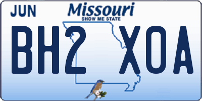 MO license plate BH2X0A