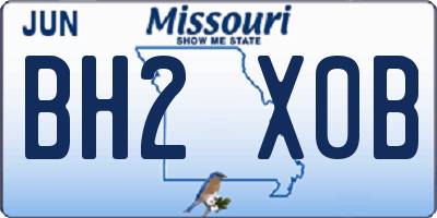 MO license plate BH2X0B