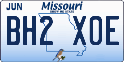 MO license plate BH2X0E