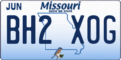 MO license plate BH2X0G