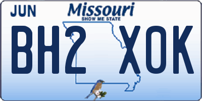 MO license plate BH2X0K