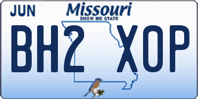 MO license plate BH2X0P