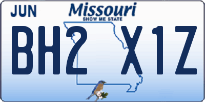 MO license plate BH2X1Z