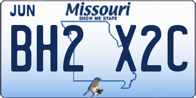 MO license plate BH2X2C