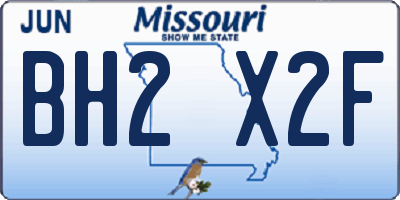 MO license plate BH2X2F