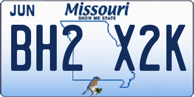 MO license plate BH2X2K