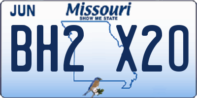 MO license plate BH2X2O