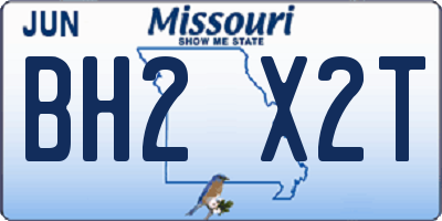 MO license plate BH2X2T