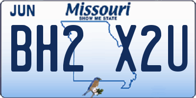 MO license plate BH2X2U