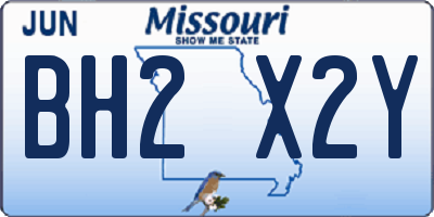 MO license plate BH2X2Y