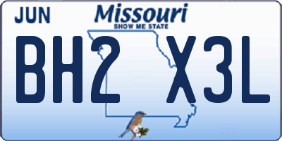 MO license plate BH2X3L