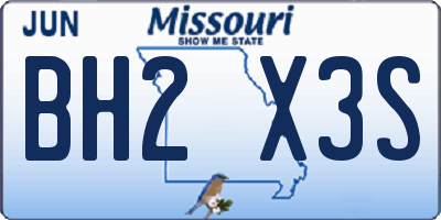 MO license plate BH2X3S