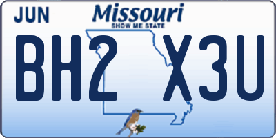 MO license plate BH2X3U