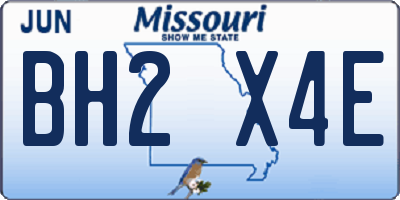 MO license plate BH2X4E