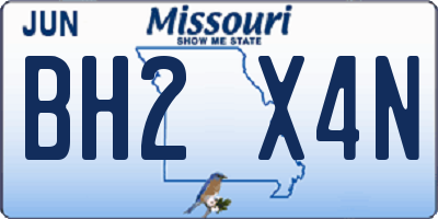 MO license plate BH2X4N