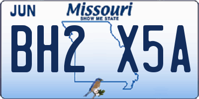 MO license plate BH2X5A