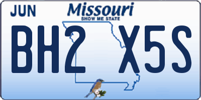 MO license plate BH2X5S