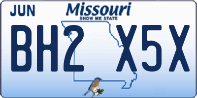 MO license plate BH2X5X