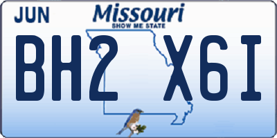 MO license plate BH2X6I