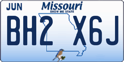 MO license plate BH2X6J