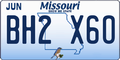 MO license plate BH2X6O