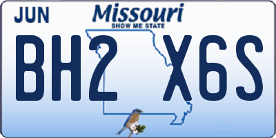 MO license plate BH2X6S