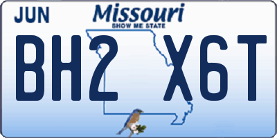 MO license plate BH2X6T