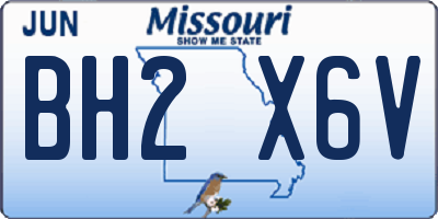 MO license plate BH2X6V