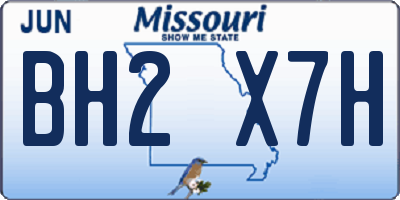 MO license plate BH2X7H