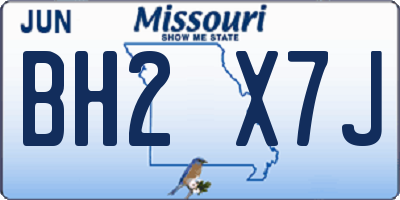 MO license plate BH2X7J