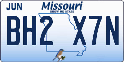 MO license plate BH2X7N