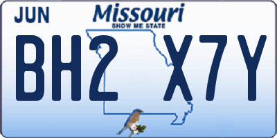 MO license plate BH2X7Y