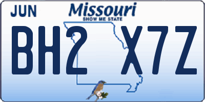 MO license plate BH2X7Z