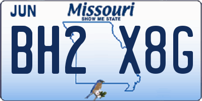 MO license plate BH2X8G