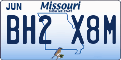 MO license plate BH2X8M